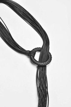 Long Leather Necklace, Spring Blazer, Leather Necklaces, Cord Jewelry, Minimal Necklace, Black Rope, Fringe Necklace, Unusual Jewelry, Hooded Raincoat