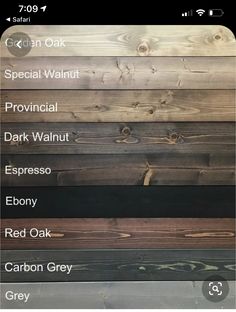 the different types of wood used in this project