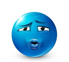 a blue ball with eyes and nose drawn on it's face is shown in the middle