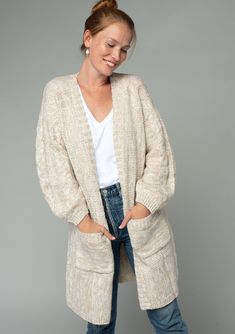 Women's Cardigan - Chunky Knit Cardigan + Cable Knit | LOVESTITCH Cozy Chunky Knit Open Front Cardigan, Beige Chunky Knit Cotton Cardigan, Beige Chunky Knit Long Sleeve Cardigan, Cable Knit V-neck Cardigan For Cold Weather, Chic Cable Knit Button-up Cardigan, Fall Cardigan, Knit Cardi, Beach Kimono, Chunky Knit Cardigan