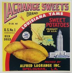 an advertisement for sweet potatoes from the u s a, featuring a map and location