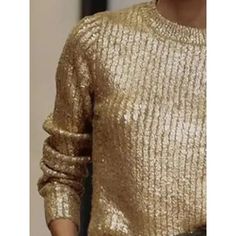 This Chic Gold Color Round Neck Knit Pullover Sweater is perfect for any Autumn and Winter wardrobe. Featuring a thick knit that is soft, stretchy and comfortable, this stylish loose-fitting pullover is sure to keep you warm all through the season. With its gold color and round neck design, this sweater will keep you looking stylish and fashionable. SPECIFICATIONS Brand Name: MCDV Clothing Length: Regular Material: Polyester Decoration: NONE Collar: O-Neck Elasticity: High Strecth Sleeve Style: Cheap Gold Crew Neck Shirt, Winter Sweater Outfits, Gold Sweater, Gold Holiday, Metallic Sweater, The Morgan, Holiday Outfit, Knit Pullover, Knitted Pullover Sweaters