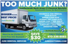 an advertisement for a moving company with the words,'too much junk? '