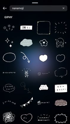 an iphone screen with various doodles on it