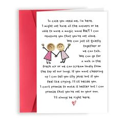 a card with an illustration of two children holding hands and the words i love you