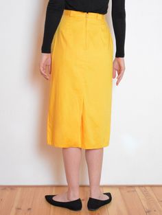 80's Bright Yellow Skirt Pleated Midi Skirt Vintage - Etsy Poland Yellow Retro Skirt With Relaxed Fit, Yellow Knee-length Pencil Skirt For Spring, Yellow Midi Skirt For Work, Fitted Yellow Lined Pleated Skirt, Fitted Yellow Pleated Lined Skirt, Vintage Yellow Lined Skirt, Pleated Yellow Skirt For Work, Yellow Flared Workwear Skirt, Yellow Pleated Skirt For Work