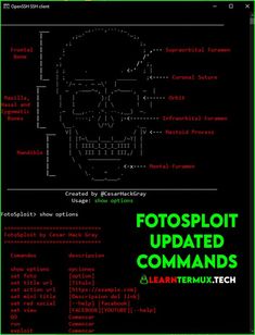 an image of a computer screen with the words fotosplott updated commands