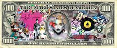 a one hundred dollar bill with images of marilyn monroe