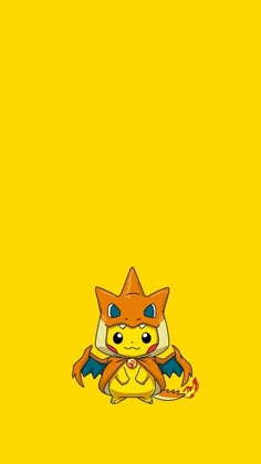 an orange and yellow pokemon wallpaper with a cartoon character on it