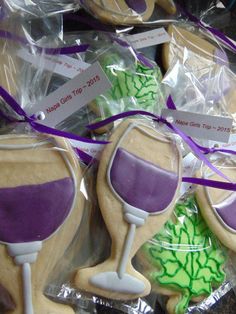 decorated cookies in the shape of wine glasses