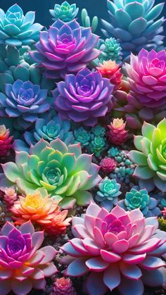 colorful succulents are growing on the ground