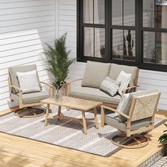 Effortlessly transform your patio area with the Townsend conversation set. Made from sturdy steel frames, this set features a coffee table and a loveseat. allen + roth Townsend 2-Piece Patio Conversation Set with Tan Cushions | FRS81163L-A Patio Conversation Set Ideas, Tan Cushions, Outdoor Furniture Small Space, Conversation Chairs, Small Deck Furniture, Patio Set Up, Gray Patio Furniture, Affordable Outdoor Furniture, Patio Furniture Conversation Sets