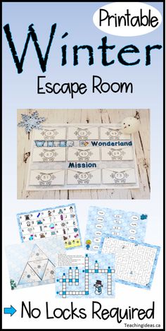 the printable winter escape room is shown