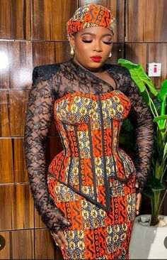 Step out with style with this Ankara beautiful style #fashioninspiration #asoebistyles #bellanija Trending Aso Ebi Lace Styles 2024, Ankara Gele Styles, Lace Asoebi Gown Styles, African Clothing Styles Lace, Lace Outfits For Women, Ankara Corset Gown, Blouse Styles For Women, Ankara Corset Dress, Kampala Kaftan Styles For Women