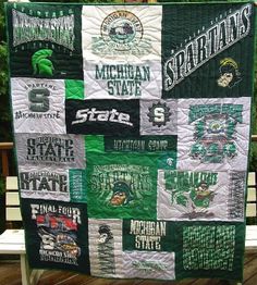 a quilt made to look like the michigan state football team