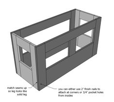 the bottom section of a bunk bed frame with measurements for it and how to install them