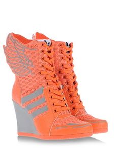 jeremy scott x adidas Orange Shoes Outfit, Jordan High Heels, Jeremy Scott Adidas, 00s Mode, Adidas High Tops, Womens Adidas