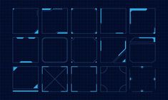 blueprinted squares and rectangles are arranged in the shape of squarees