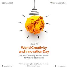 an advertisement for the world creativity and innovation day