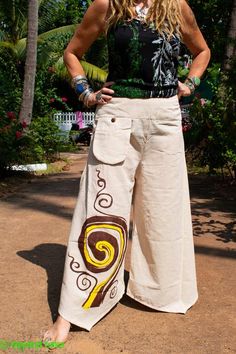 Palzzo Pants // Bohemian Clothes // Hippie Clothes // Patterned // Yoga Clothes // Music Festival Pants // Open Leg PantsBeautiful White Cotton Patterned Ladies Trousers Ideal For Holidays, The Beach, Festivals, Yoga or just general fashion.Elasticated at the back so will fit from size 24 inch waist up to 34inch waist.The model in the picture is only 5 foot 2 , to see a taller model in the same style of trousers look at my other listinghttps://www.etsy.com/uk/TheHippiestHobo/listing/681947558/la Open Leg Pants, Cotton Palazzo Pants, Bohemian Pants, Boho Yoga, Festival Pants, Hippie Clothes, Hippie Pants, Chic Pants, Travel Dress