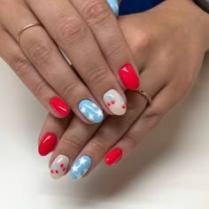 Fourth Of July Nail Inspo Simple, Simple Fourth Of July Nails 2024, 4th Of July Nails With Pink, Cute Nails 4th Of July, Nail Inspo Fourth Of July, Nails For The Fourth Of July, Pink Fourth Of July Nails, 4th Of July Simple Nails, 4tj Of July Acrylic Nails