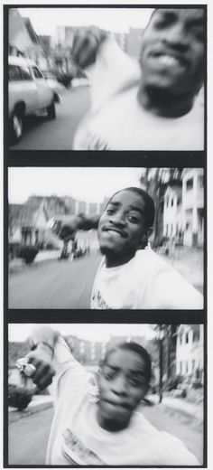 three black and white photos of young men in the street, one is holding a baseball bat