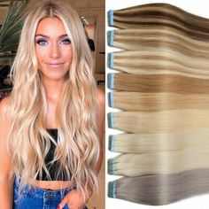 (eBay) Invisible Tape in Brazilian Real Human Hair Extensions Balayage Highlights Hair 26 Inch Hair Extensions, Hair Extension Tips And Tricks, Hair Extensions Balayage, Long Hair Extensions, Real Human Hair Extensions, Highlights Hair, Hair Extentions, Light Hair Color, Tape In Hair Extensions