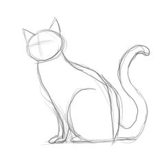 a drawing of a cat sitting down