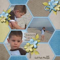 a collage of three photos with the same child on it's face and flowers in front of them