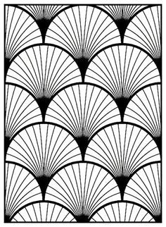 an art deco fan pattern in black and white