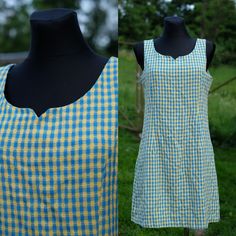 Vintage Checkered Yellow and Blue MOD Mini Dress The dress is in a good vintage condition. Looks handmade and 60s style.  MEASUREMENTS (taken flat): Pit to Pit: 46 cm (x2) Waist: 43 cm (x2) Hips: 52cm (x2) Length: 87 cm The figurine is size small, eu34/36. In case of any questions, please, don't hesitate to contact me. Mod Mini Dress, Awesome Sauce, 60s Style, 60s Mod, 60s Fashion, Yellow And Blue, Slovakia, Dream Wardrobe, Blue Fashion