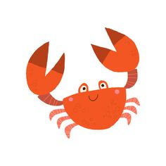 an orange crab with two legs and eyes