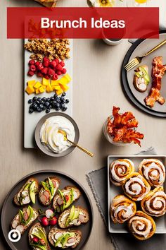 the cover of brunch ideas, with plates of food and appetizers