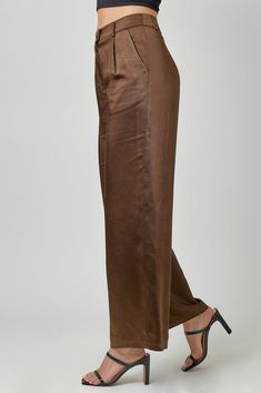 Mara Pants Introducing the Mara Pants, a luxurious addition to your wardrobe. These satin pants in rich chocolate are crafted for comfort and style. Elevate any outfit with their smooth, sophisticated finish and indulge in the ultimate indulgence of luxury fashion. Perfect for any occasion, the Mara Pants are a statement piece that exudes elegance and grace. Elegant Brown Pants For Fall, Elegant Brown Ankle-length Pants, Elegant Brown Straight Leg Dress Pants, Classic Brown Ankle-length Pants, Silk Straight Pants In Solid Color, Silk Ankle-length Formal Pants, Sleek Brown Workwear Pants, Elegant Satin Straight Leg Bottoms, Chic Silk Straight Leg Bottoms