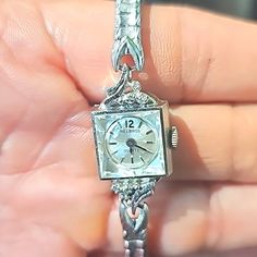 Helbros Vintage Ladies Watch, Sterling Silver, Diamond Accents, Quartz Vintage Watches Women, Square Crystal, Ladies Watch, Silver Diamonds, Quartz Watch, Accessories Watches, Womens Watches, Vintage Ladies, Women Accessories