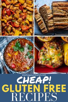 collage of cheap gluten free recipes Cheap Gluten Free Meals, Gluten And Dairy Free Meals, Cheap Gluten Free, Dairy Free Meals, Gluten Free Dinners, Gluten Free Meals