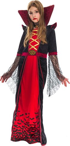 Kids Vampire Costume, Vampire Costume Kids, Royal Vampire, Girls Vampire Costume, Princess Costume Kids, Trick Or Treat Costume, Vampire Halloween Costume, Costume For Girls, Elegant Choker