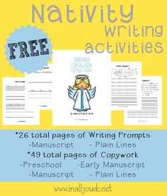 the nativity writing activities for kids and adults are included in this printable activity