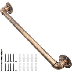 an old fashioned metal door handle with screws and nails