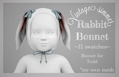 an image of a doll with bunny ears on it's head and the words, vintage - style rabbit bonnet