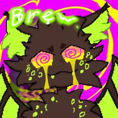 a digital painting of a cat with the word brule on it's face