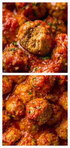 the meatballs are covered in marinara sauce