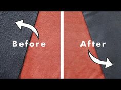 the before and after of an upholstered necktie, with two different colors