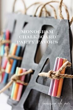 an instagram page for the blog monogram chalkboard party favors