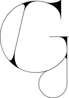 the letter g in black and white, with an oval shape on it's side