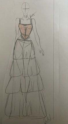 a drawing of a woman's dress with the back cut out and shoulders drawn