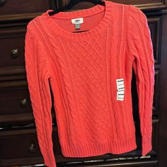 Brand New Size Small Knitted Sweater Coral Pink Sweater Pink Soft Knit Cotton Sweater, Casual Pink One-size Sweater, Casual Pink Knit V-neck Sweater, Coral Cardigan, Coral Sweater, Navy Sweaters, Pink Sweater, Coral Pink, Colorful Sweaters