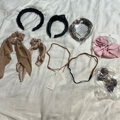 Lot Of 9 Pc Headband And Hair Accessories. It Includes 3 Hard Headbands, 2 Elastic Headbands, 2 Hair Clips And 2 Scrunchies All Are New (Some Still Have Their Tags) Never Used. Bohemian Hair Accessories, Ribbon Hair Ties, Target Hair Products, Disney Headbands, Pearl Hair Vine, Hair Accessories Boho, Hard Headbands, Silver Headband, Ear Warmer Headband