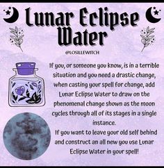 Eclipse Water, Grey Witch, Moon Activities, Lunar Magic, Nature Witch, Moon Journal