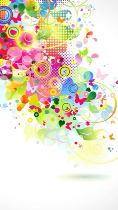 an abstract colorful background with circles and flowers